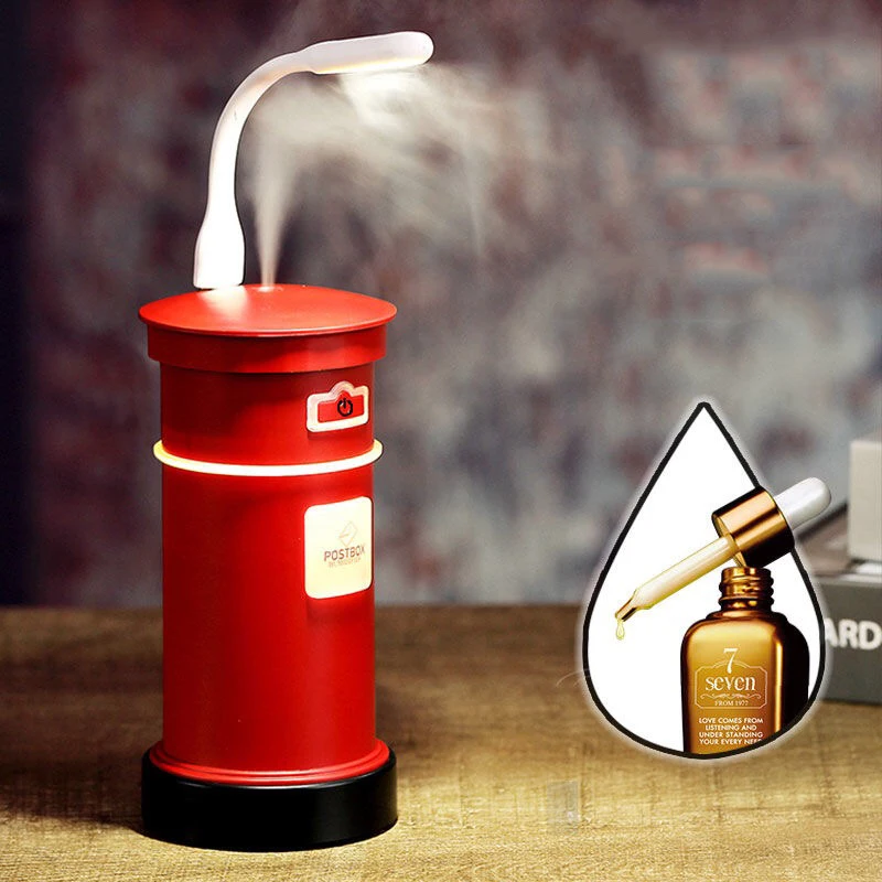 Post Box Ultrasonic Air Humidifier Essential Oil Diffuser Mini USB Mist Maker Car Household Atomizer Night Light | Бытовая техника