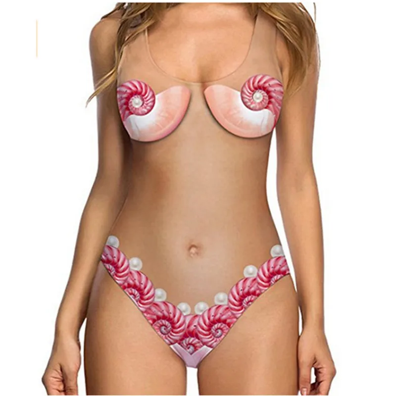 Европейский и американский блокбастер телесный ананас бикини сексуальная оболочка леди купальник - Цвет: Розовый