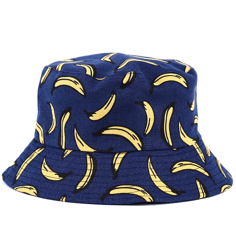 

Banana 3D Print Bucket Hat Hot Sale New Women Summer Men Hip Hop Fisherman Cap High Quality Mens Panama Fishing Beach Cap