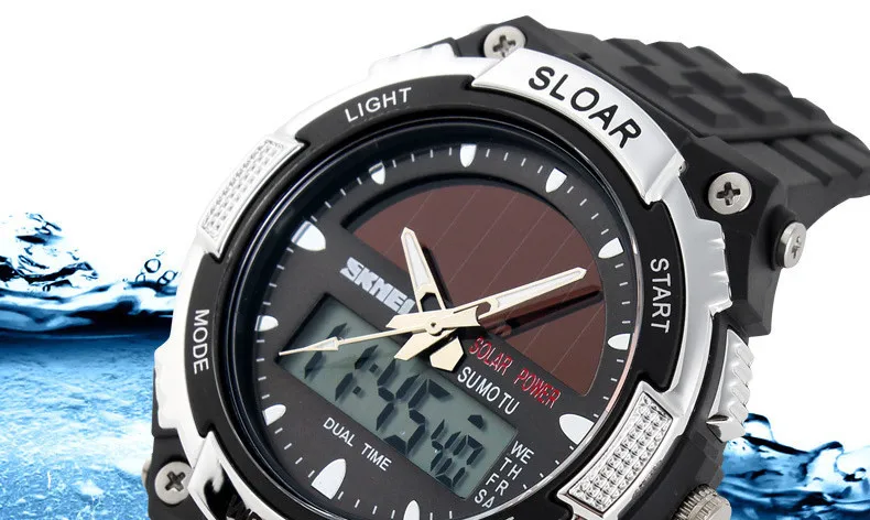 Мужские часы на солнечной батарее,, Кварцевые водонепроницаемые наручные часы для мужчин и мальчиков, Модные Военные спортивные часы, Relogio Masculino Reloj