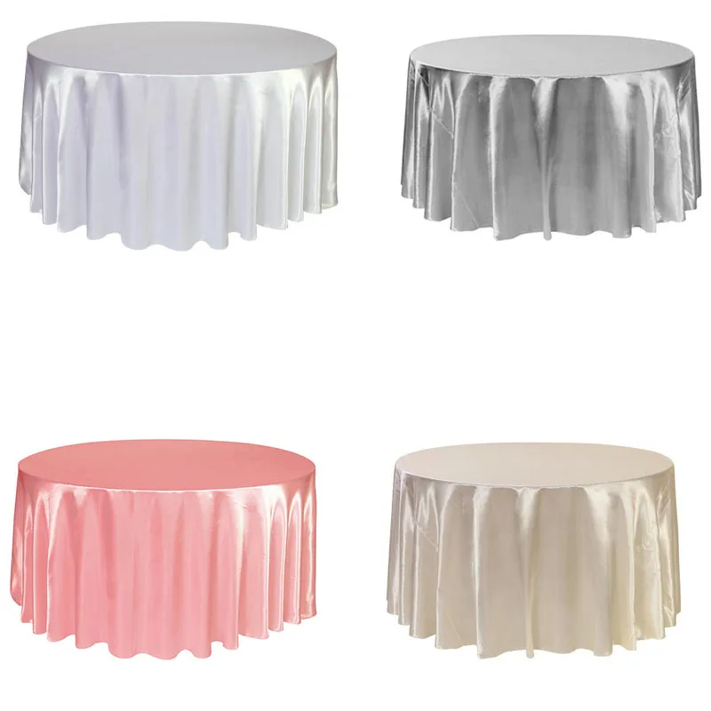 

10pcs Round Tablecloth Wedding White Solid Color For Birthday Party Table Cover Round Satin Table cloth Overlay Home Decor