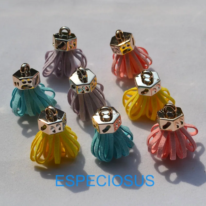 10pcs 25mm Mix Color Flower Tassel For Keychain Cellphone Straps Jewelry Velvet Fabric Flower Tassel Charms Earring Accessories