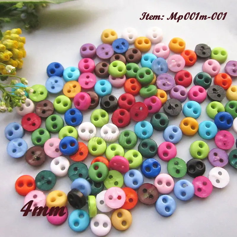 Mini buttons 250pcs 4mm tiny buttons for dolls clothes mixed / 1 color