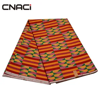 

CNACI New Tissu Africain Wax Ghana Kente Cloth Ankara Fabric African Real Wax Print Polyester Kente Fabric Nigeria Wax 6 Yards