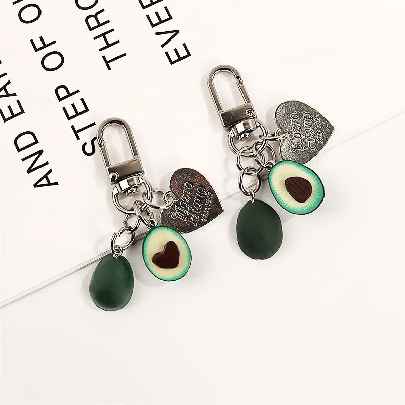 

High Quality 2019 New Simulation Fruit Avocado Heart-shaped Keychain Fashion Jewelry Gift For Women Key Ring
