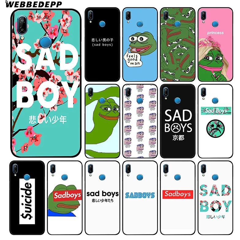 Мягкий чехол WEBBEDEPP Sad Boy Frog Meme для Huawei P30 P20 Pro P10 P9 Lite 2017 P Smart 2019 &amp Nova 3 3i Y9 |