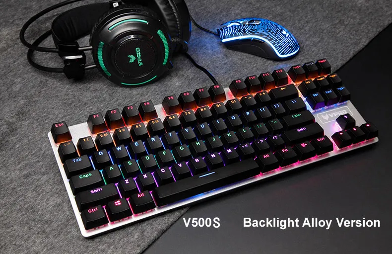 Rapoo механическая клавиатура V500 RGB светодиодный с подсветкой игровая клавиатура с полными клавишами программируемый анти-ореолы PC Gamer