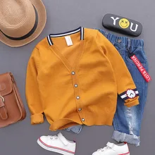 Весна, модный свободный хлопковый кардиган с принтом для мальчиков, свитер для детей,, повседневные Мягкие топы, осенний брендовый свитер