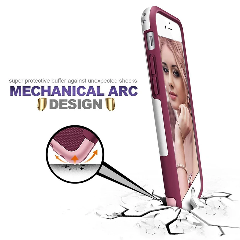 Funda resistente a prueba de golpes de impacto híbrida de alta resistencia para iPhone 8 7 6 6 S Plus funda dura PC + fundas de teléfono de silicona de goma suave Funda resistente a prueba de golpes de impacto híbrida de alta resistencia para iPhone 8 7 6 6 S Plus funda dura PC + fundas de teléfono de silicona de goma suave