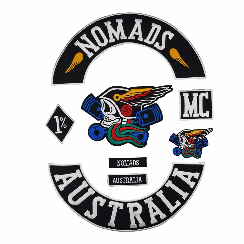 NOMADS AUSTRALIA custom hand sew Back patch Motorcycle jacket embroidery Iron-on garment decoration