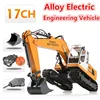 Wireless Electric Simulation RC Excavator Alloy Model 2.4G 64CM 17CH Drill Grab Dig 3 In 1 Large Remote Control Alloy RC Truck 1