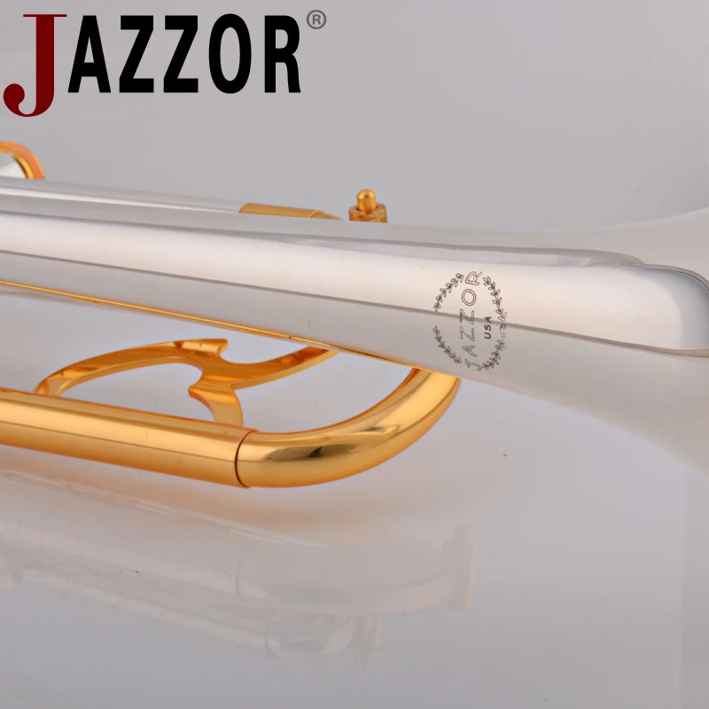 JAZZOR JZTR-800 профессиональная труба B плоская Золотая и Посеребренная труба латунные духовые инструменты с футляром и мундштуком