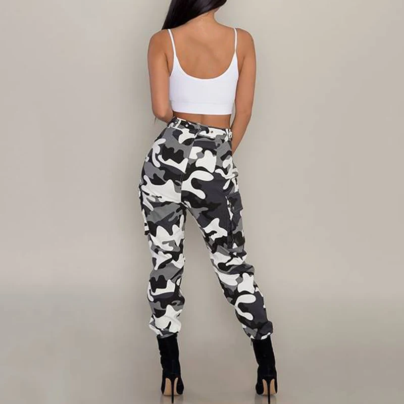 Women's Ladies Summer Spring Camo Cargo Pants Woman High Waist Long Trousers Women Casual Military Army Camouflage Pencil Pants