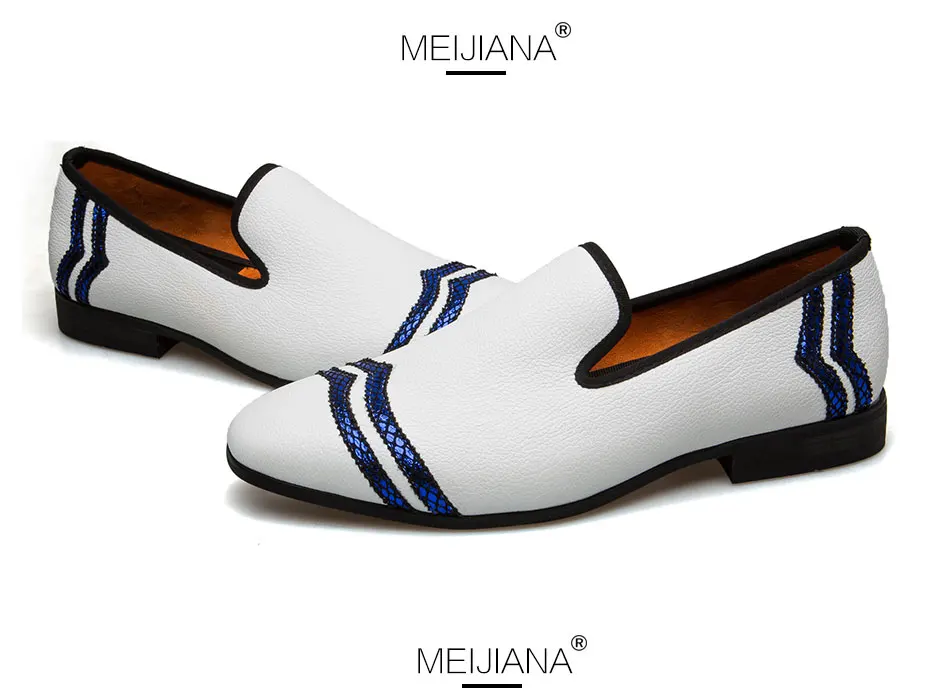 MEIJIANA Men Loafer Fashion Shoes Handmade Men's White Luxury Men Casual Loafers Wedding Shoes