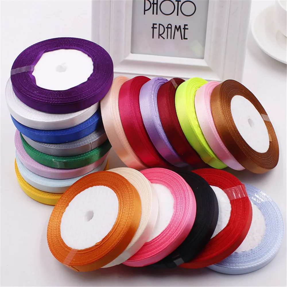 

10mm 25 Yard Pretty Silk Satin Ribbon 22M Wedding Party Decoration Invitation Card Gift Wrapping Scrapbooking Supplies Riband