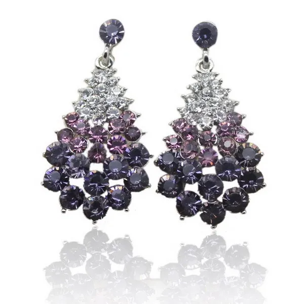 

New Fashion Charm Women's Stud Earrings Jewelry Trendy Girls Gift Rhinestone Christmas tree Crystal Earrings with Stone