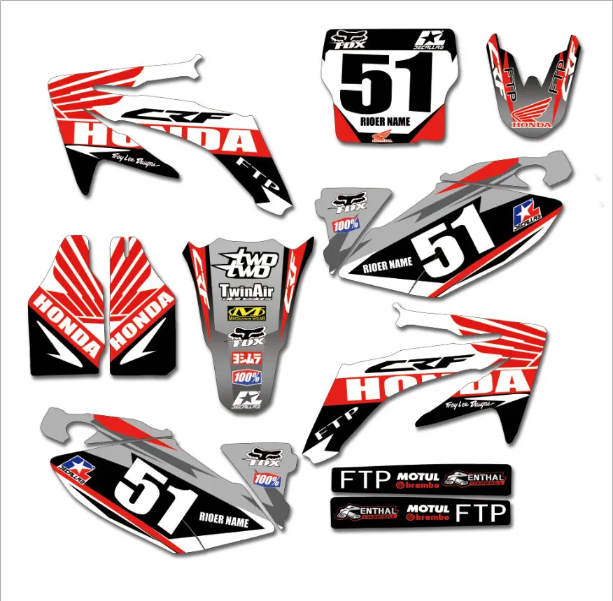 Байк наклейки мотоциклетные наклейки Фоновые наклейки для Honda CRF250R 2005-2009/CRF450R 2006 2007 2008
