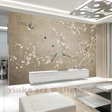 3D фото обои ручная роспись украшения Фреска современный стиль backdropflower birds 3D большая настенная роспись обои живопись