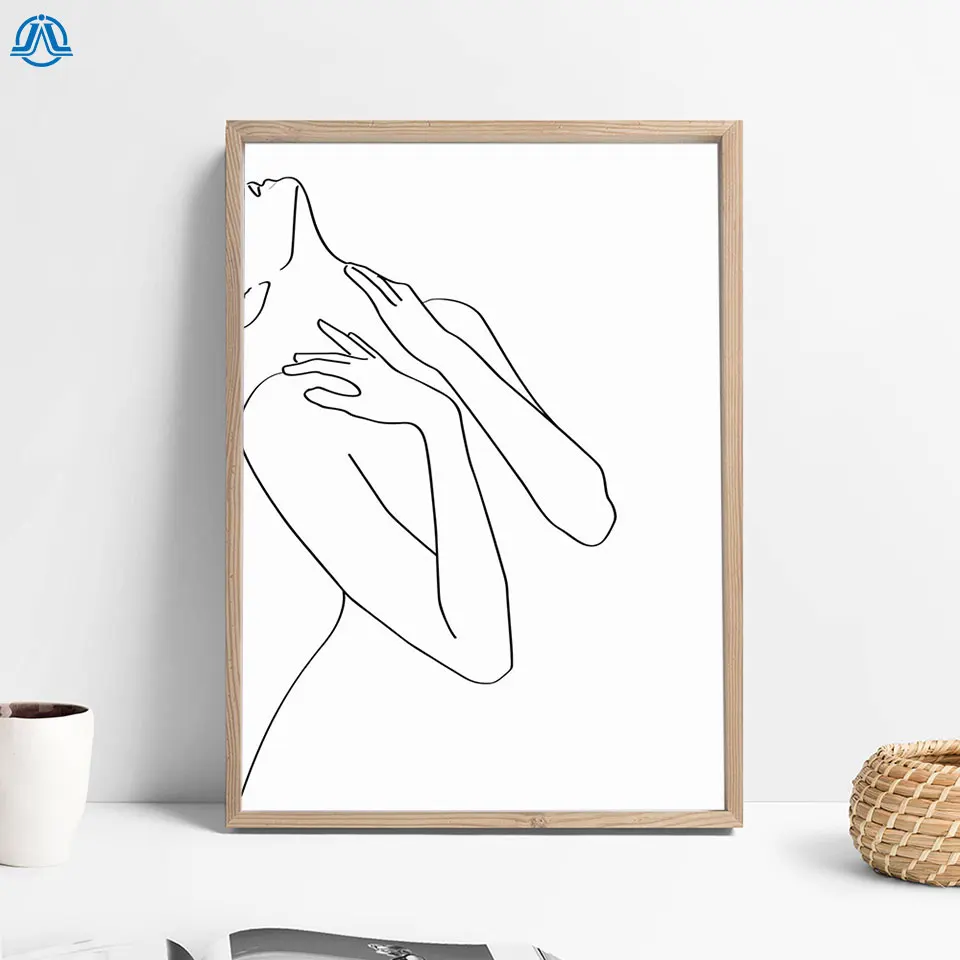 Modern Minimalist Canvas Painting Line Art Poster Abstract Print Nordic