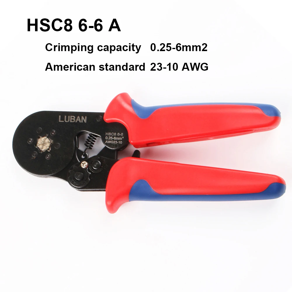HSC8 6 0 25 мм 23 10AWG шестигранные 4A Четырехсторонние трубчатые обжимные клеммы клещи