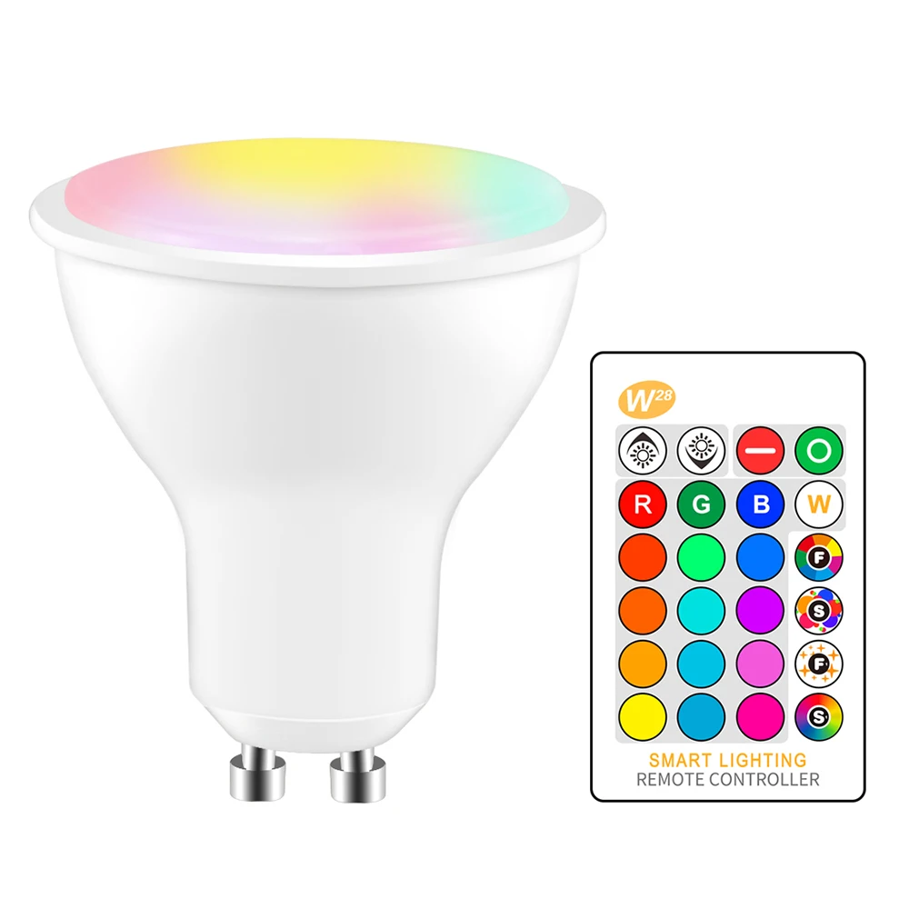 Приглушаемая Светодиодная лампа GU10 RGB + 8 Вт светодиодный прожектор теплого