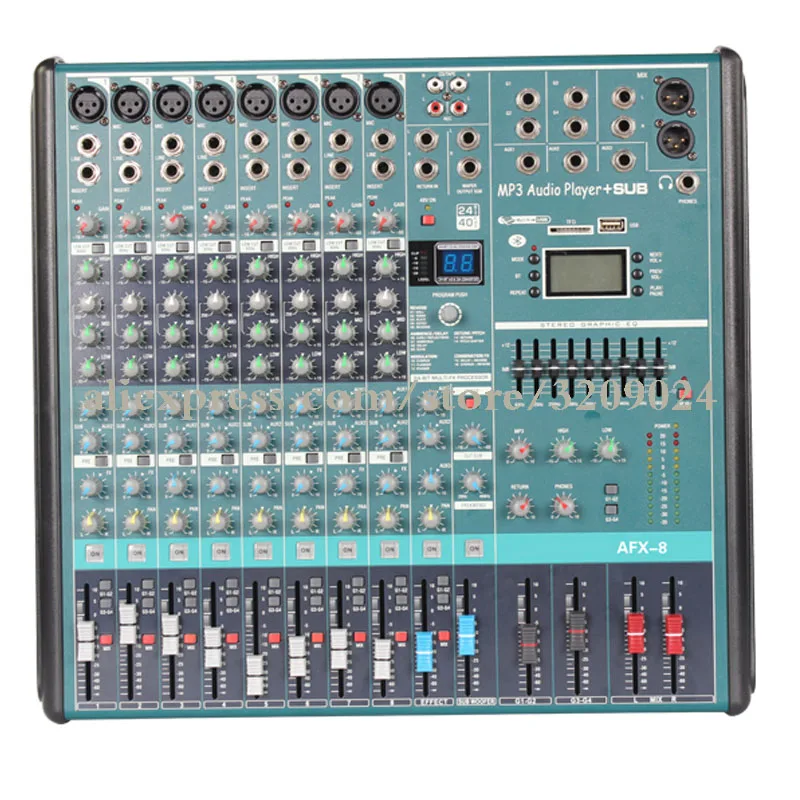 Mixer 8 Channel with Bluetooth USB Digital Reverb