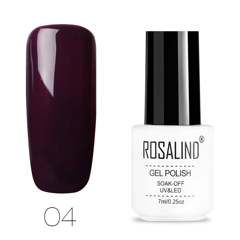 Гель ROSALIND 1 Гель-лак для ногтей 7 мл белая бутылка для дизайна ногтей чистые цвета стойкий Гель-лак для ногтей Лаки отмачиваются маникюр - Цвет: 04