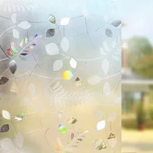 3D витражное окно покрытие пленка не клейкие декоративные матовые цветные листья статичный клеящийся для личного пространства ПВХ стекло наклейки пленка 45*200 см