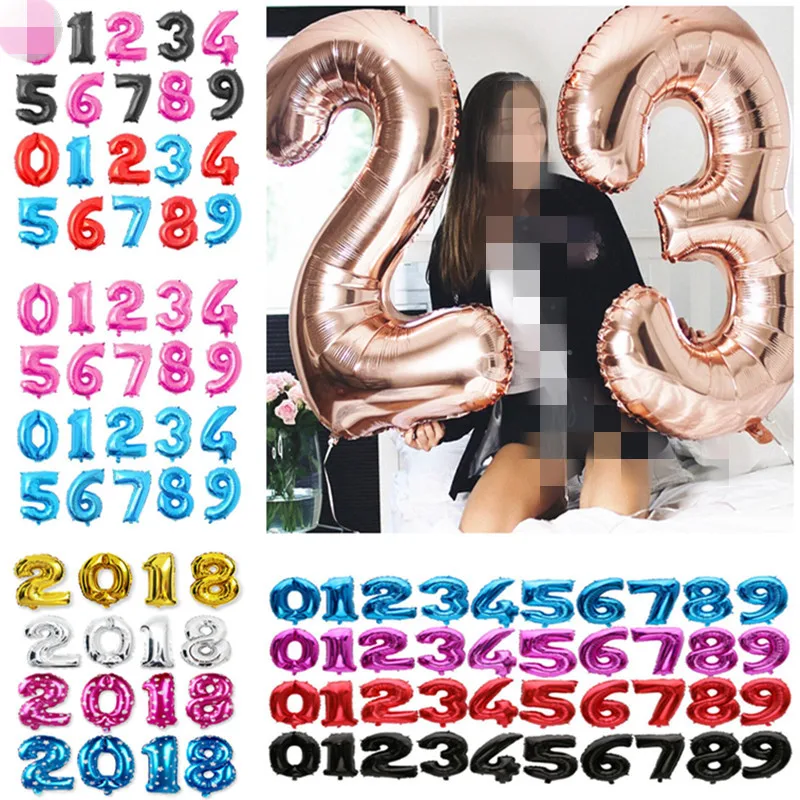 

40 Inch Gold Silver Number 0-9 Wedding Foil Balloons Kids Birthday Party Supplies Baby Shower Decorations Event & Party Supplies