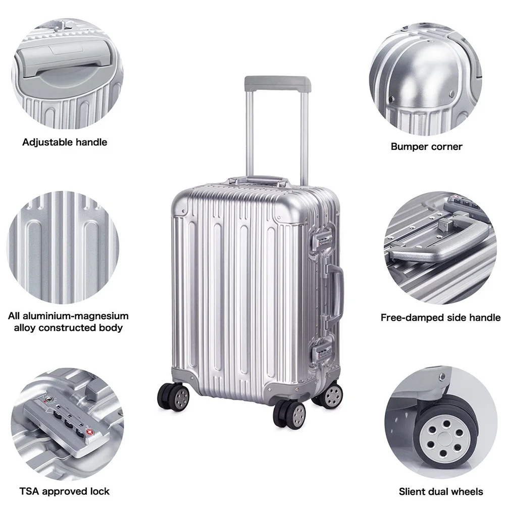 Алюминиевый Чемодан ручной чемодан жесткий корпус легкие металлические - Фото №1