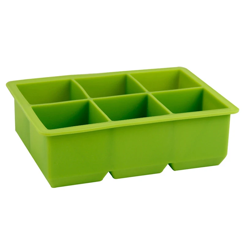 6 Grid Square Ice Cube Maker Big Silicone Ice Cube Tray Mold Frozen Ice Cream Chocolate Mold with Lid Bar Party Kitchen Gadgets (6-1) (2)