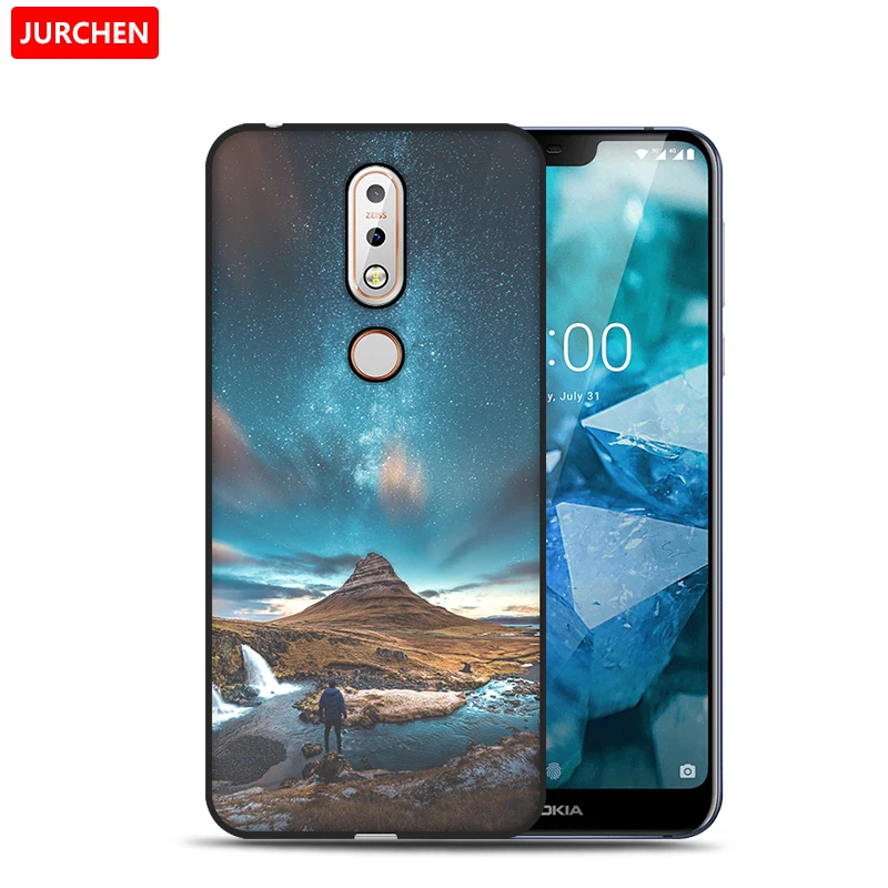 JURCHEN чехол для телефона Nokia 7 1 Nokia7.1 с 3D рисунком силиконовый мягкий черный матовый