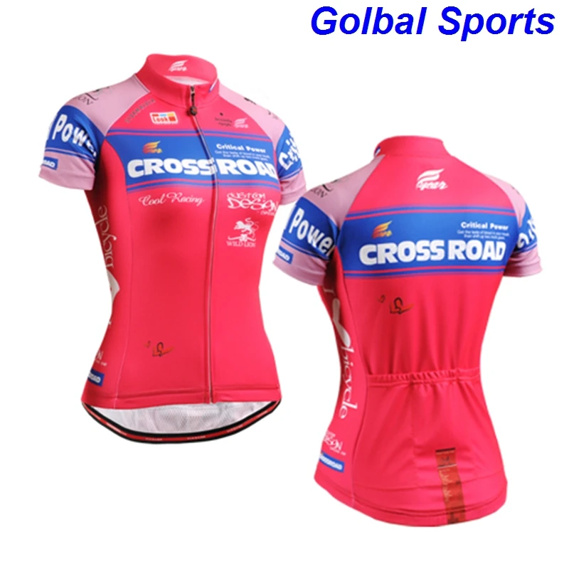 

2018 Bike team women pink polyester Cycling jersey tops girls short sleeve bike clothing summer style