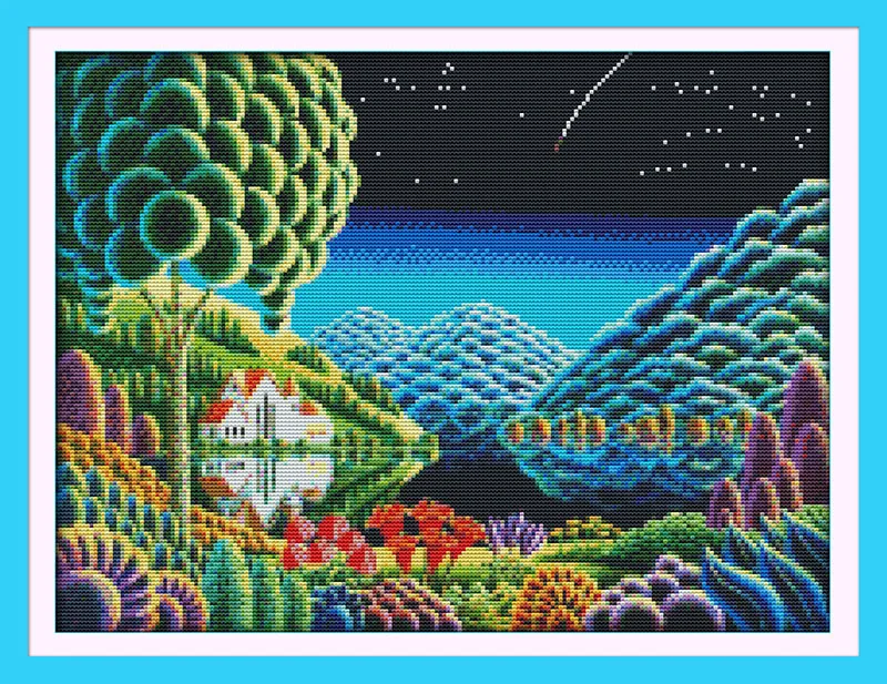 Fantastic scenery(3) cross stitch kit 14ct 11ct count printed canvas