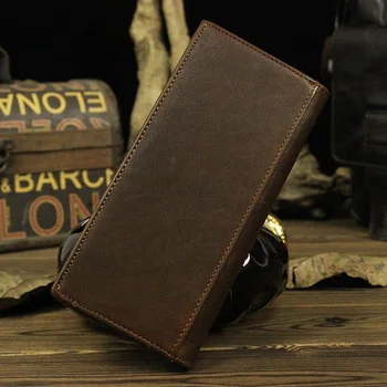 

FREE SHIPPING 2019 Vintage Handmade Real Leather Wallets Cowhide knitting purse genuine leather wallet for men