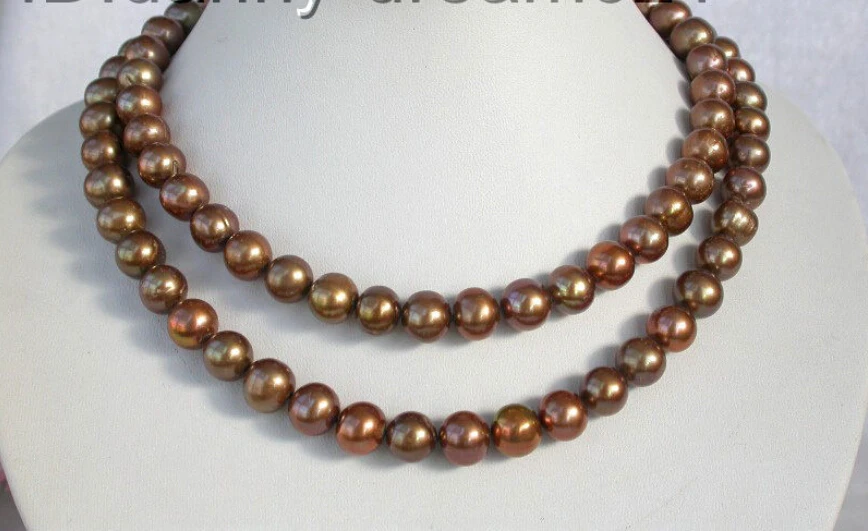 

FREE shipping>>>>CLASSIC 32"11mm round coffee freshwater Pearls necklace n295 new