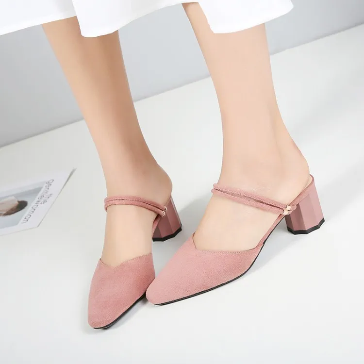 

Big Size 11 12 13 high heels sandals women shoes woman summer ladies Baotou Suede Top One Word Belt One Shoe Two Wears