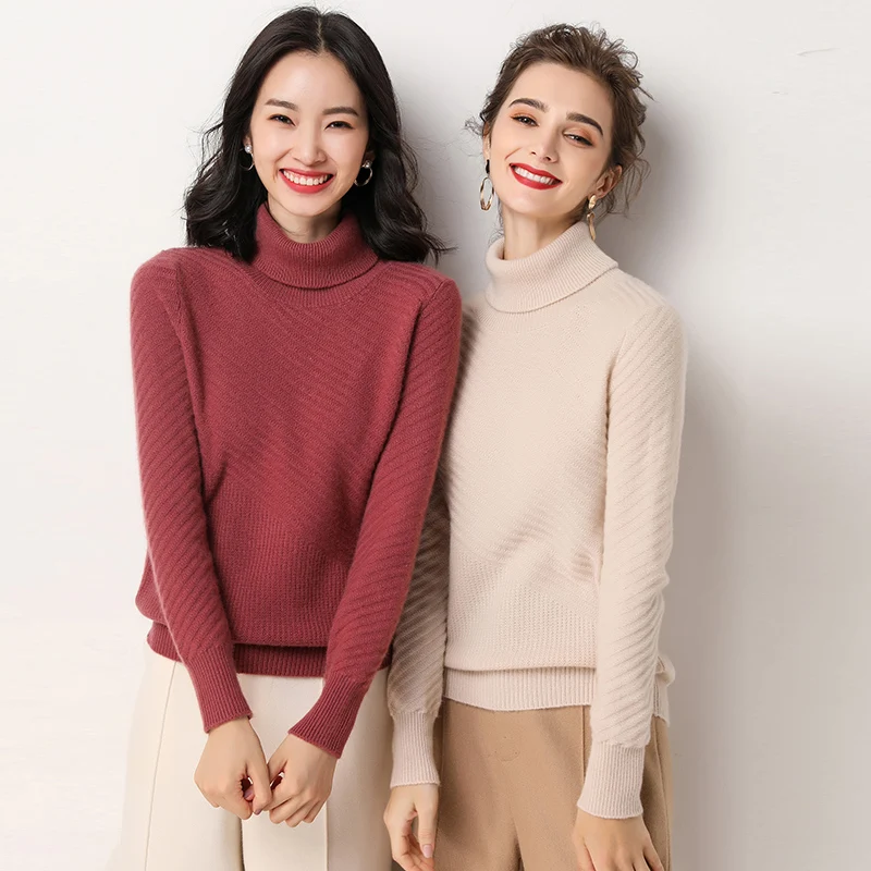 High Quality Autumn Winter Women Cashmere Wool Turtleneck