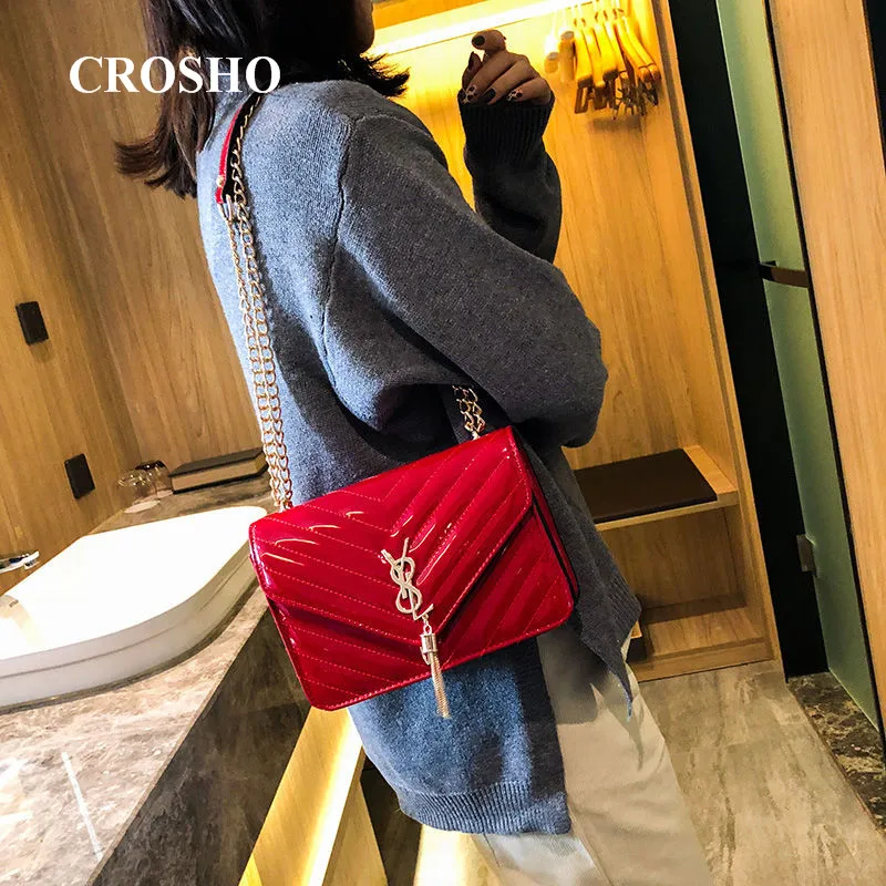 

CROSHO Versatile Women's Bag Fashion Single Shoulder Cross Fringe Chain Small Square Bag