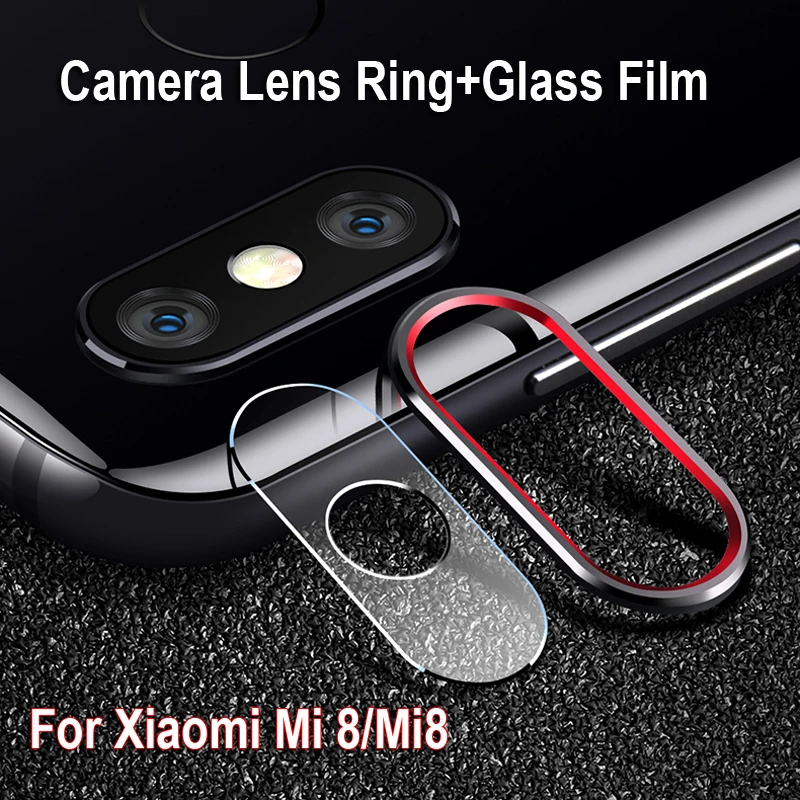 

For Xiaomi Mi 8 Mi8 Camera Screen Protector Tempered Glass + Metal Rear Lens Protector Ring for Xiaomi 8 Case Cover Ring Bumper