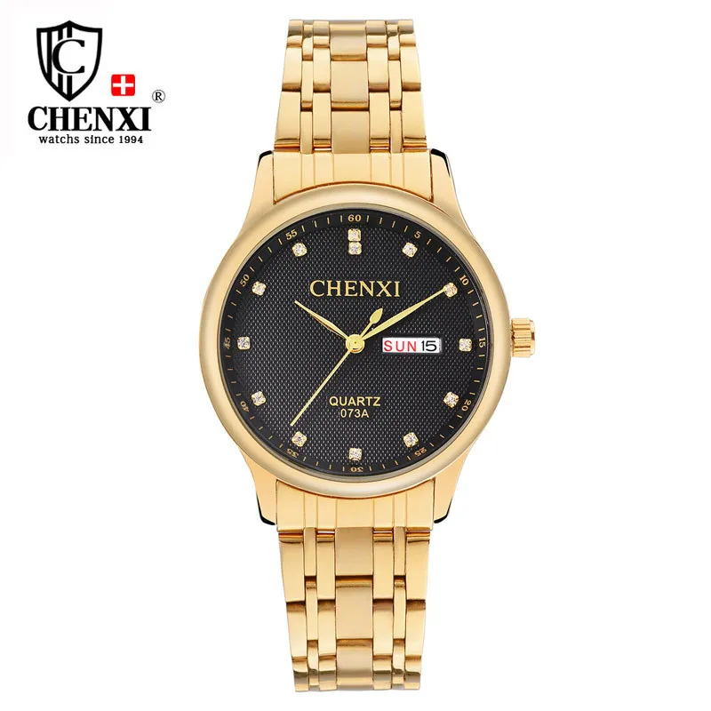 CHENXI золотые часы мужские Топ Бренд роскошные известные наручные кварцевые