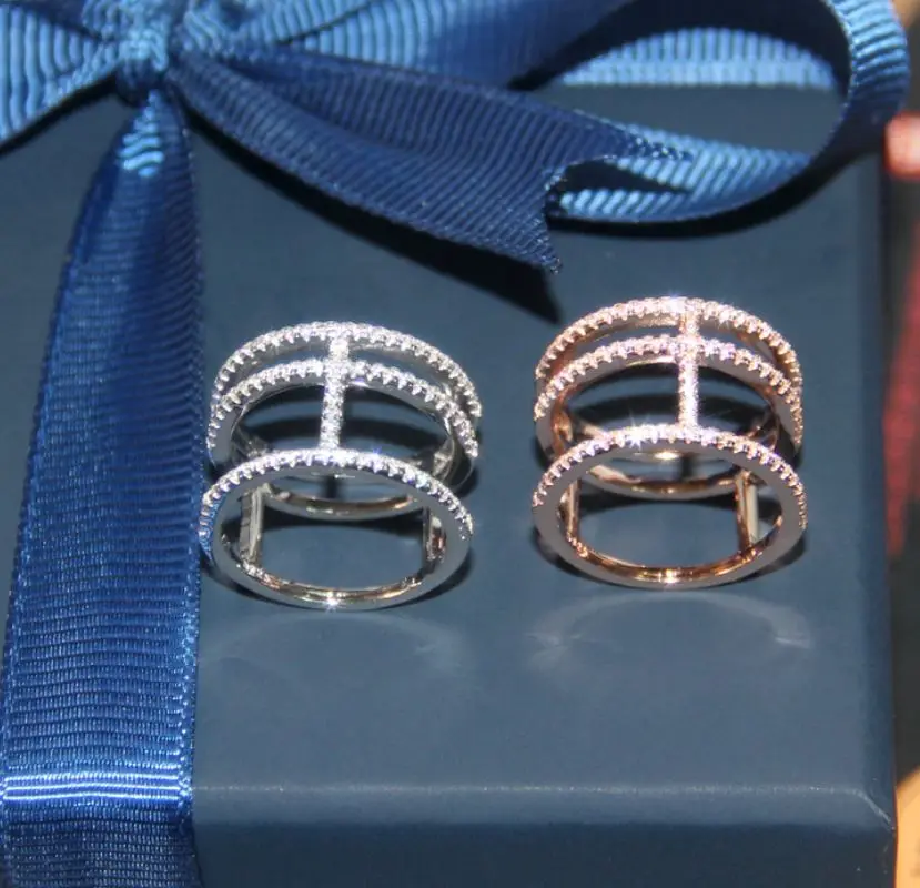

High Quality 925 Sterling Silver Ring Luxury Brand Pave Setting AAA Zircon Cross Rings for Women Monaco Jewelry DJR051