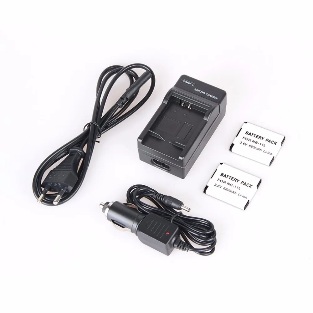 2PCS NB 11L 3.6V Camera Battery +Battery Charger +Car Charger Cable For