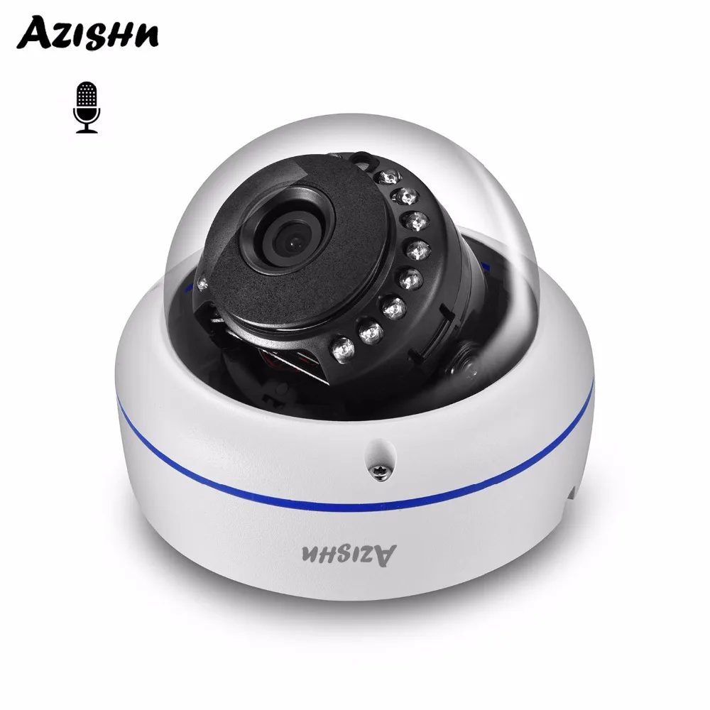 AZISHN 48V POE IP Camera 1080P 2.0MP Vandalproof Audio Record Onvif Motion Detect RTSP Metal Outdoor Surveillance Dome CCTV Cam |