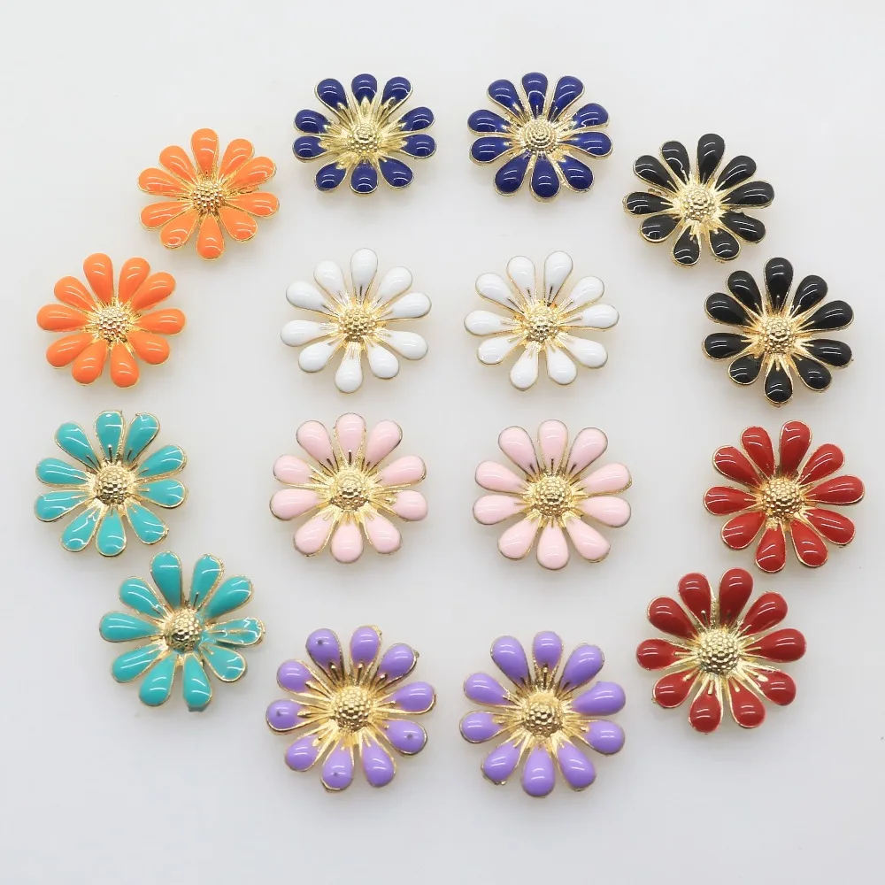 

10pcs 18mm painted metal petals button Flat back Embellishment Alloy Wedding DIY handmade decoration