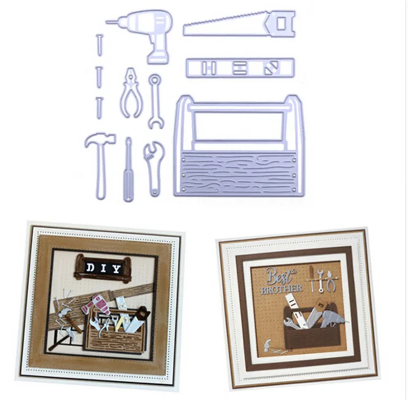 12pcs/Set Necessities in Tool Box Metal Cutting Dies Stencils for DIY Scrapbooking Photo Album Paper Cards Decorative China Art 12pcs/Set Necessities in Tool Box Metal Cutting Dies Stencils for DIY Scrapbooking Photo Album Paper Cards Decorative China Art