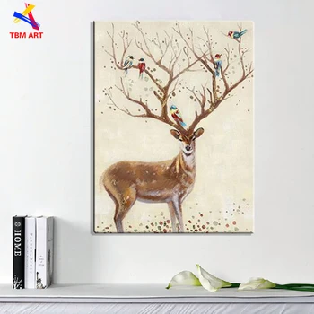 

Beige Color Elk Picture Handmade Modern Abstract Oil Painting On Canvas Wall Art Gift for Living Room Decoration No Framed MA02