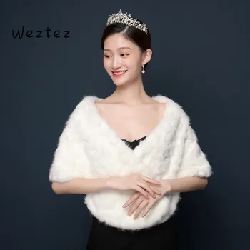 

Wedding Shawl Wedding Bolero Faux Fur Bridal Short Coat Jacket Winter Warm Cape Bride Party Accessories PJ78