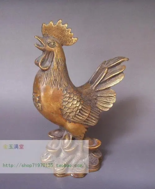 

JX293 Rare, CHINESE bronze Engraving Golden Rooster