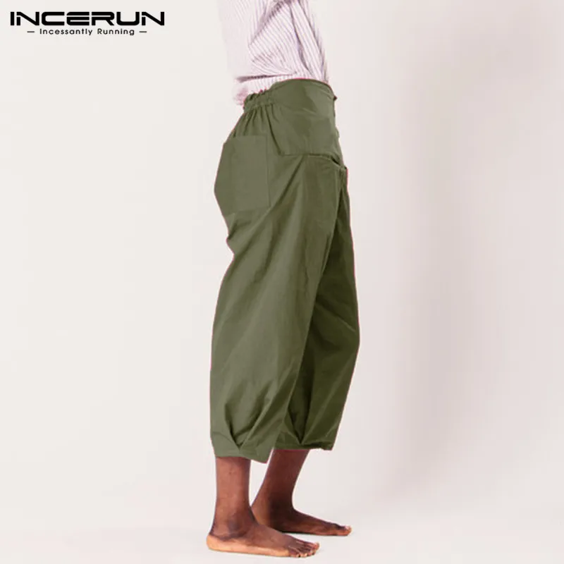 INCERUN повседневные брюки мужские тайские штаны для рыбалки Твердые свободные карманы широкие брюки джоггеры винтажные мужские Йога-брюки